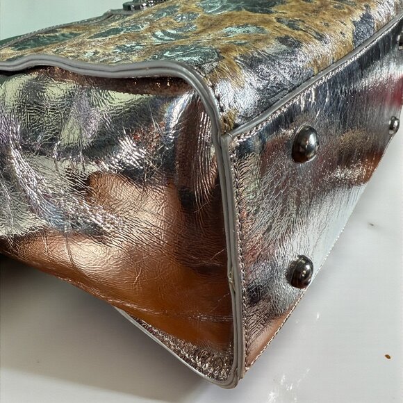 Sharif Leather & Calf Hair On SAMPLE Lion's Gate Satchel Shoulder Bag Like New - Picture 7 of 16